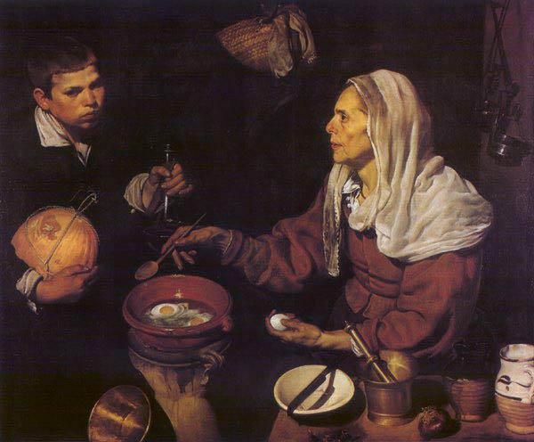 VELAZQUEZ, Diego Rodriguez de Silva y Old Woman Poaching Eggs et oil painting image